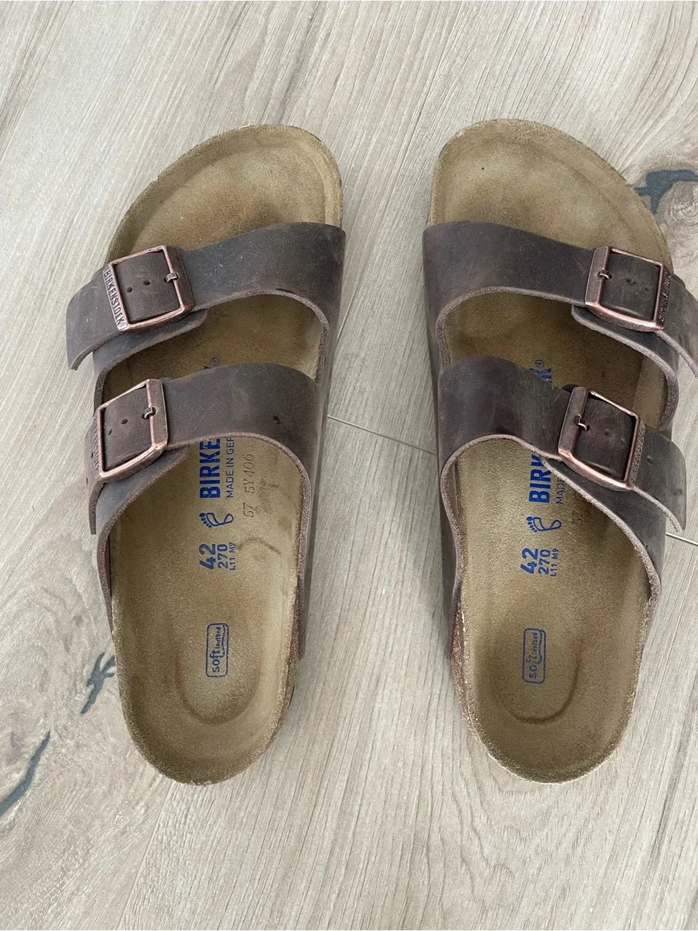 Birkenstock Brown Leather Double-Strap Men's Sandals with Copper Buckles